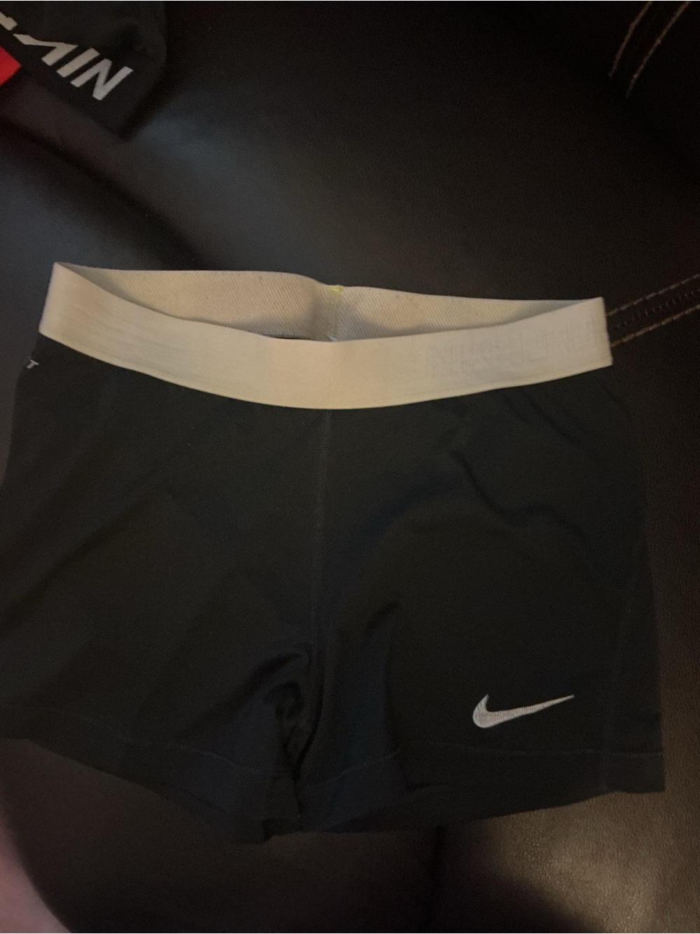 Nike Black Womens Bike Shorts with White Waistband